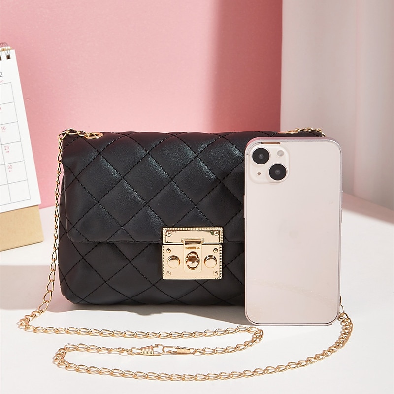 Women's Handbag Crossbody Bag Shoulder Bag Mobile Phone Bag PU Leather Office Daily Buckle Adjustable Large Capacity Waterproof Solid Color Black White Beige3