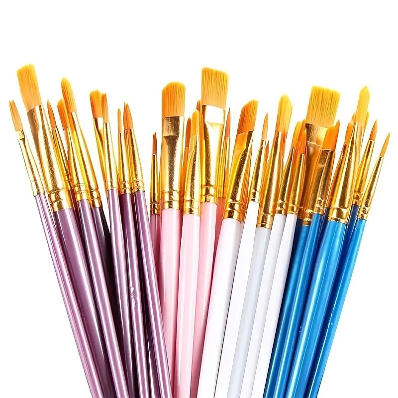 10pcs Professional Artist Paint Brushes Set - Perfect for Acrylic, Oil, Watercolor & Canvas Painting - Ideal for Kids & Professionals!2