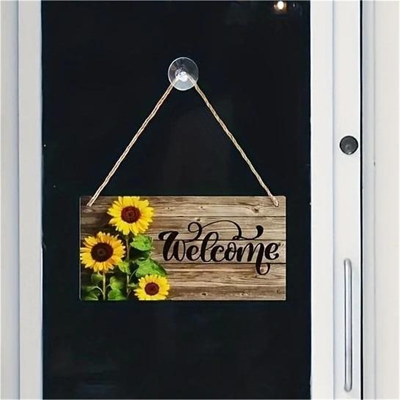 1pc Sunflower Wood Wall Sign Wooden Sunflower Pattern Plaque Sign Decoration Home Decoration Door Hanger Suitable For Bedroom Porch Courtyard Hanging Decoration 15x29cm / 6''x11''3