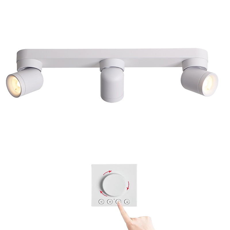 LED Smart  Ceiling Spotlight with Control Panel 30cm/50cm 2/3-Head Directional Ceiling Mount Light Fixture, Adjustable Surface Mounted Spot Lights, Corridor Gallery Shop Round Ceiling Spotlights Fixed Track Lighting4