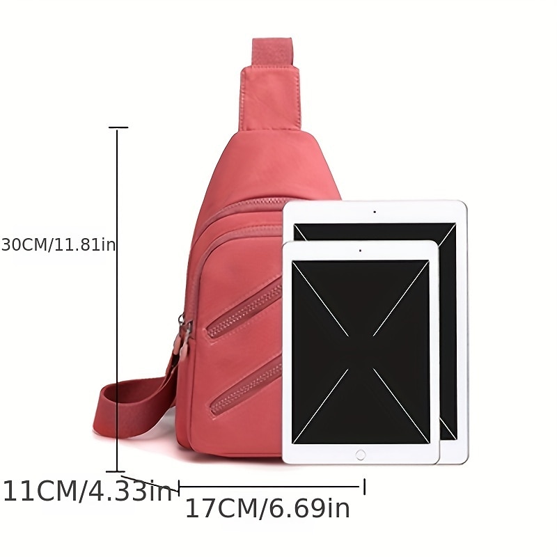 Women's Fashionable Sling Bag with Multiple Zippers and Adjustable Strap - Trendy, Lightweight Crossbody Bag for Casual & Travel Use4