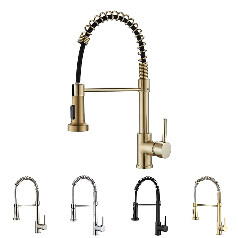 Kitchen Faucet Pull Donw High Arc Spout, 360 Swivel Single Handle Sink Mixer Taps, Kitchen Vessel Tap with Hot and Cold Water Hose