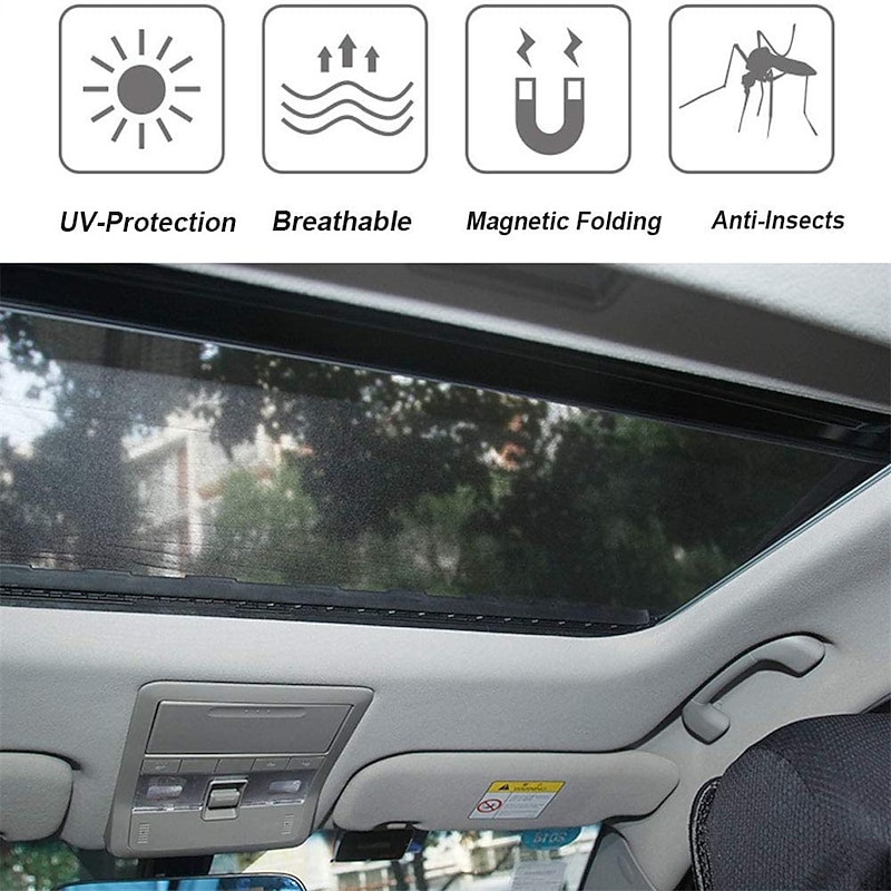 Magnetic Car Sunroof Sun Shade, UV Protection Mesh Moonroof Cover for SUV, Insect Screen & Breathable Awnings for Camping Trips2