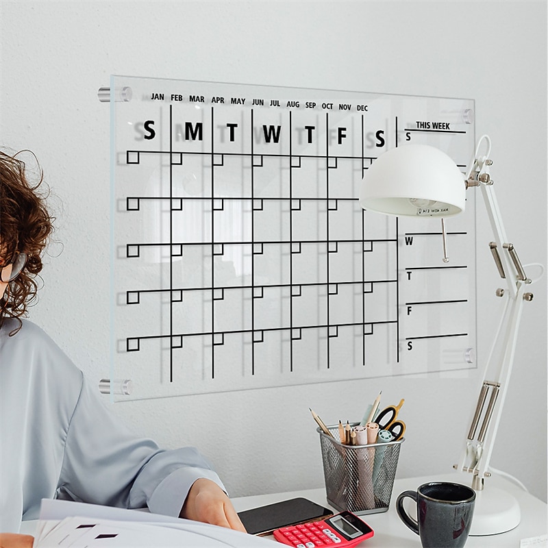 1pc Wall Acrylic Weekly Planner Board Clear Dry Erases Calendar Planner Reusable Weekly Daily to Do List Board Craft Table4