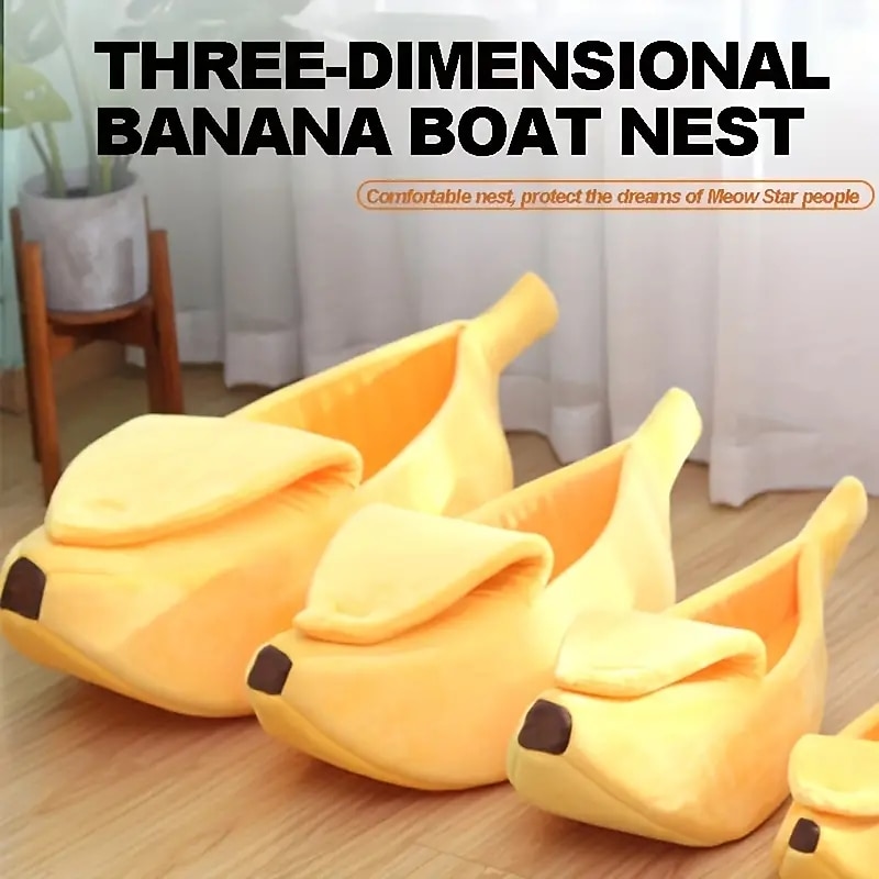 Cute Banana Cat Bed Cave Banana Bed For Cat Dog Warm Comfortable Nest Tent House2