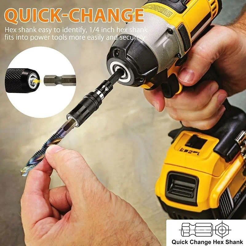 12pcs Tap Drill Bit Cone Drill HSS Metric Blue Replacement Screw Thread2