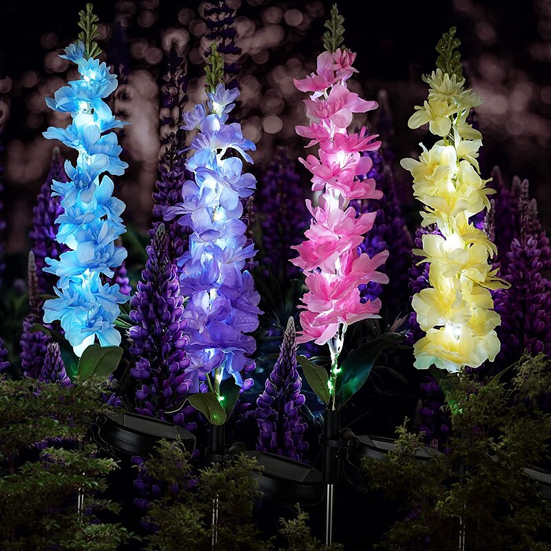Solar Lights Outdoor Garden Decor Solar Powered Violet Lights Flower Stake Waterproof Solar Flower Lights for Garden Corridor Yard Lawn Patio Pathway Balcony Pool Wedding Decorative2
