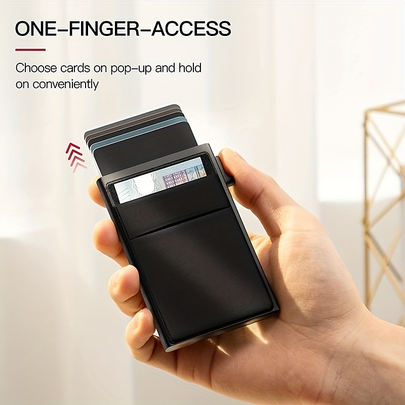 Automatic Pop Up Credit Card Holder Minimalist RFID Blocking Men's Business Card Wallet3