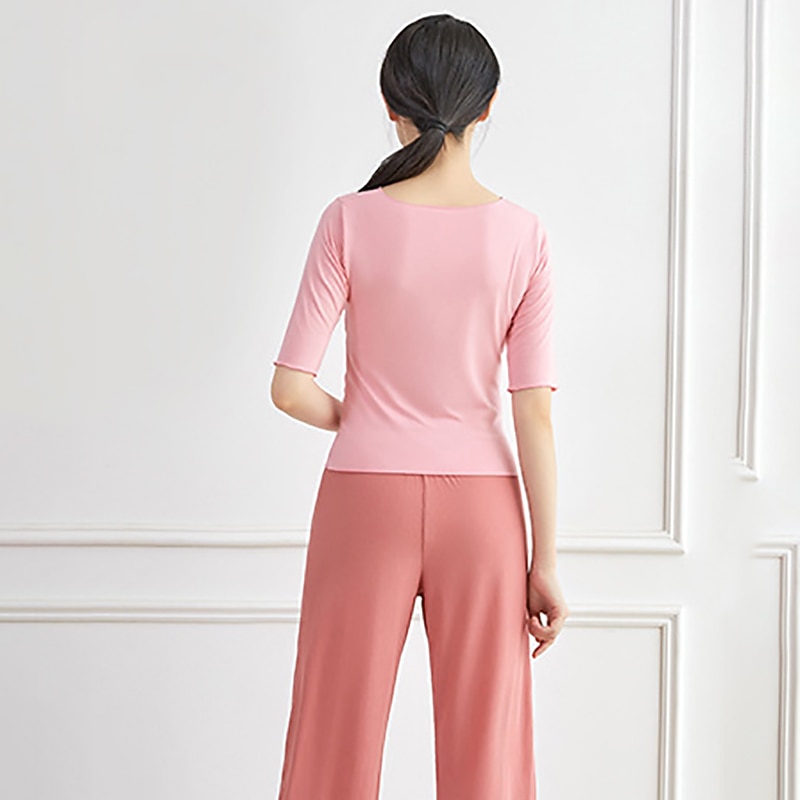 Activewear Top Pure Color Splicing Women's Performance Training Half Sleeve High Polyester4