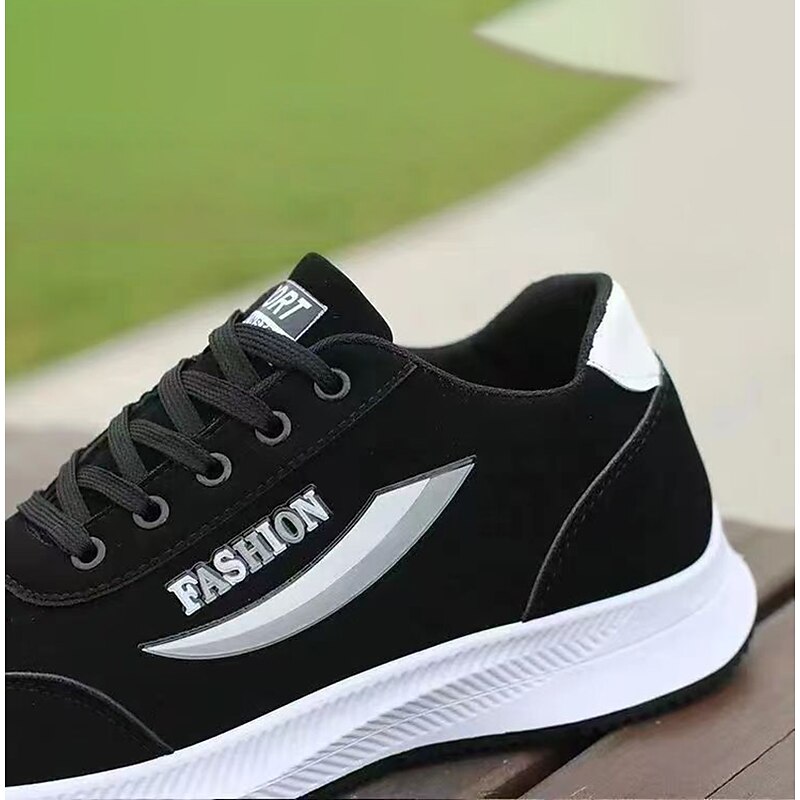 Men's Sneakers Casual Daily Office & Career Canvas Breathable Lace-up Black Red Black Summer Spring2