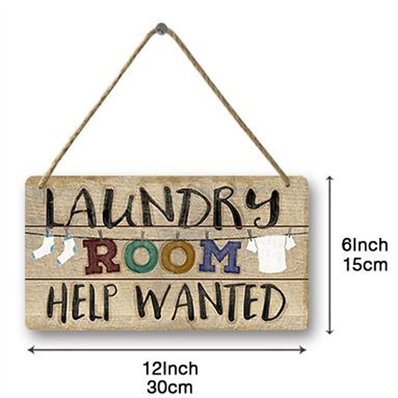 1pc, Laundry Wooden Signs Wood Plaque Wood Plate For Laundry Room Hanging Sign Washhouse Door Decoration Home Wall Decor 15x30cm/6''x12''2