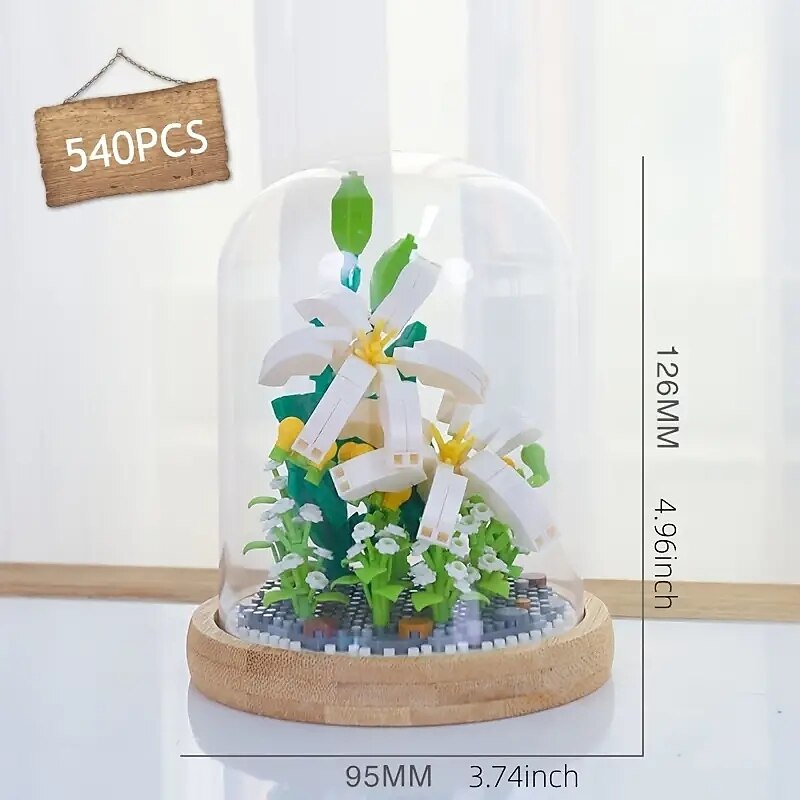 Women's Day Gifts Building Blocks,Create Beautiful Flower Bouquets with this 1pc Flower Building Kit - Perfect for Adults & Kids! Mother's Day Gifts for MoM3