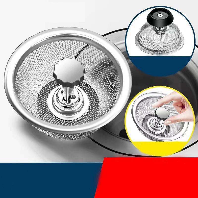 2pcs Stainless Steel Kitchen Sink Strainer Basket Drain Plug Filter Replacement for Wide Rim 3.2/4.4 inch, Food Catcher Anti-Clogging