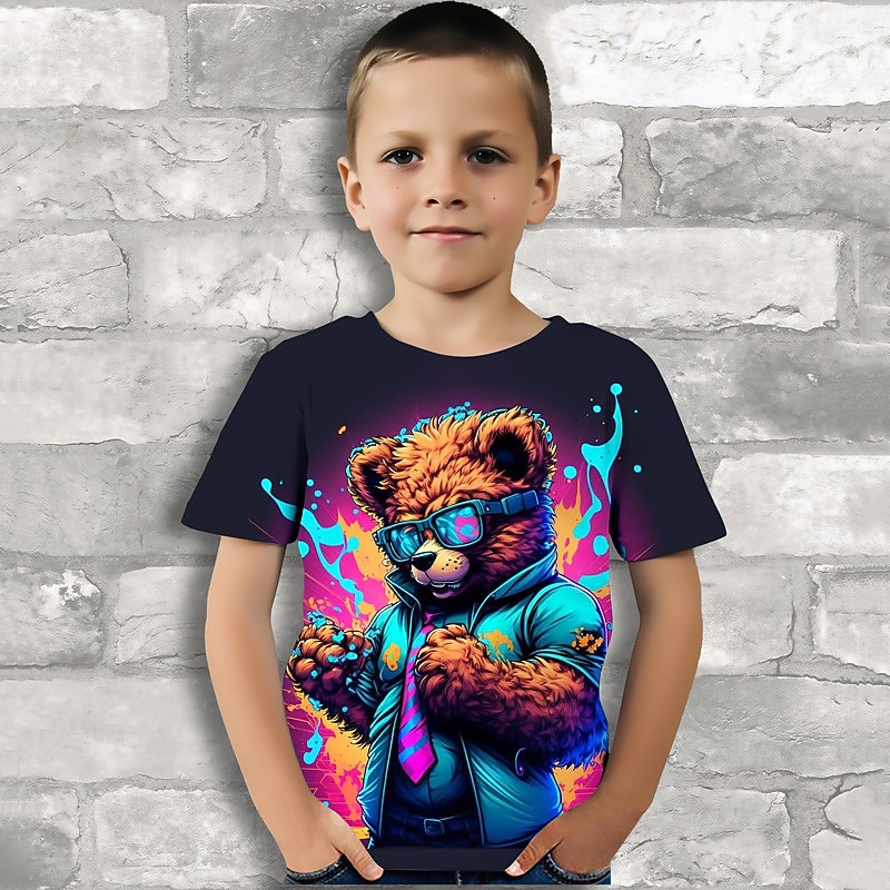 Boys 3D Graphic Animal Panda T shirt Tee Short Sleeve 3D Print Summer Spring Active Sports Fashion Polyester Kids 3-12 Years Outdoor Casual Daily Regular Fit4