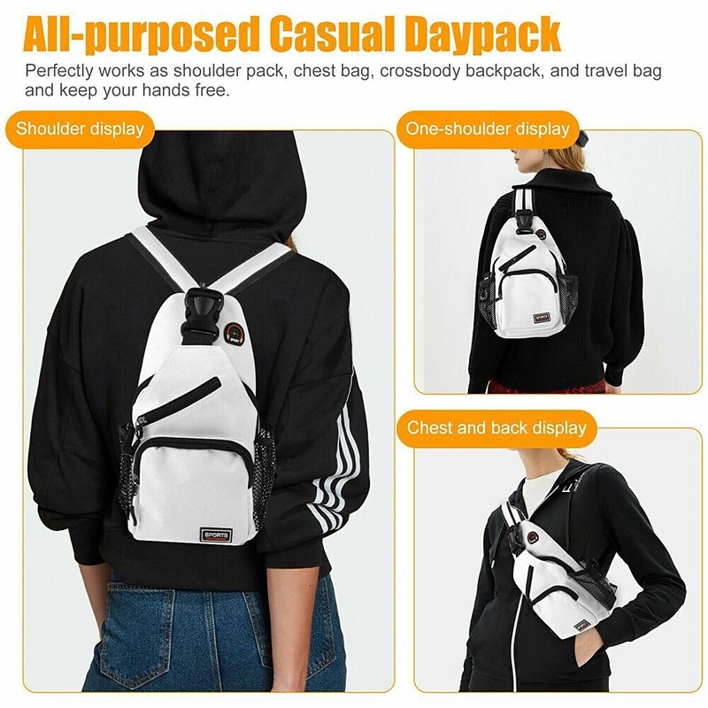 Women's and Men's Sling Crossbody Backpack with Multiple Pockets and Earphone Hole - Lightweight Sports Shoulder Bag for Travel and Daily Use3