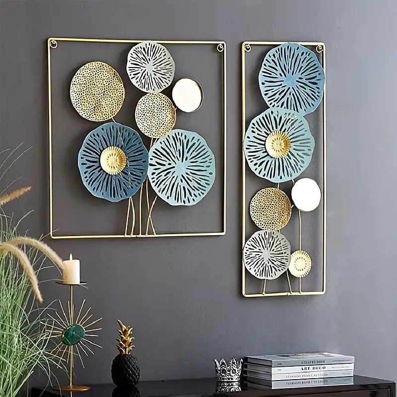 1pc Wall Decor, Metal Wall Decor Designed With Lotus Leaf, Rustic Hanging Wall Decor, Farmhouse Metal Wall Art, Modern Wall Decor For Living Room Bedroom Office