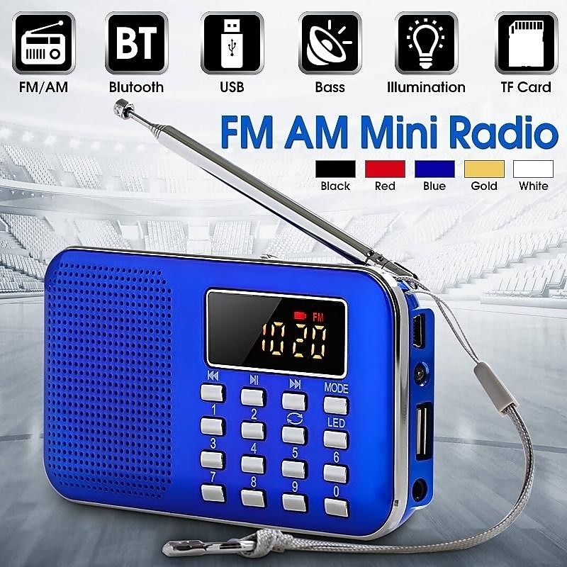 Portable Digital AM FM Radio Media Speaker MP3 Music Player Support TF Card / USB Disk with LED Screen Display and Emergency Flashlight Function