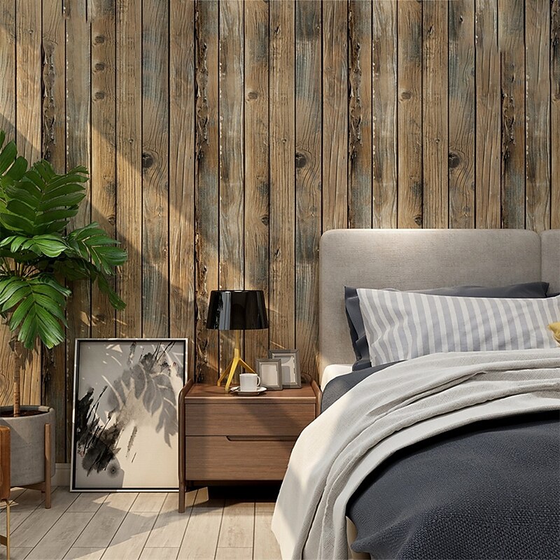 Vintage Wallpaper Wall Mural 1pc Thickened Wood Grain Contact Paper, Home Decor PVC Material Self-Adhesive Wallpaper Waterproof Oilproof For Cabinets Tables Home Renovation 45x1000cm(17.7