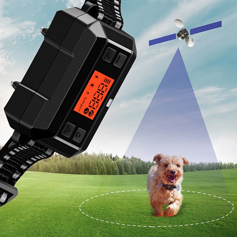 GPS Wireless Dog Fence Electric Dog Fence Pet Containment SystemRange 33-999 Yard Adjustable Warning Strength Rechargeable Harmless and Suitable for All Dogs(New Model for 2023!)2