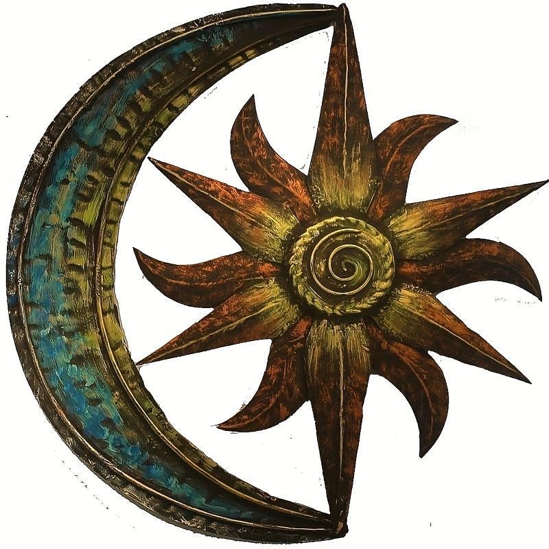 Metal Sun Moon Wall Decor, Flat Sun Wall Decor, Sun And Moon Wall Decor, Sun Wall Art, Garden Decor Room Decor Sun Wall Decor, Outdoor Sun Wall Art, Outdoor Metal Sun Wall Decor, Sun Art 30*30cm(11.8*11.8")2