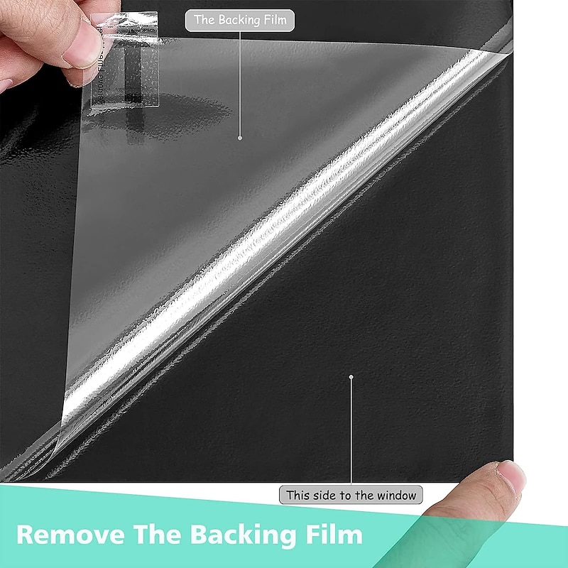 Glass Window Film Window Covering Black Film Static Privacy Decoration Self Adhesive for UV Blocking Heat Control Glass Window Stickers 100X45cm/39X18inches3