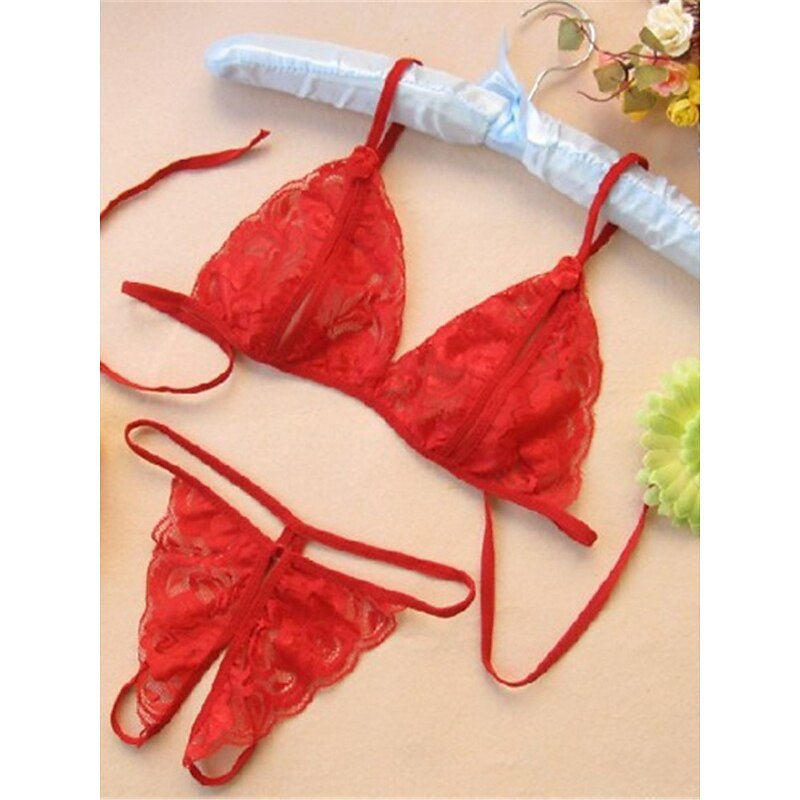 Women's Sexy Lingerie Lingerie Set Pure Color Lovers Hot Home Valentine's Day Bed Lace Breathable Straps Sleeveless Backless Summer Spring Home Outfits2