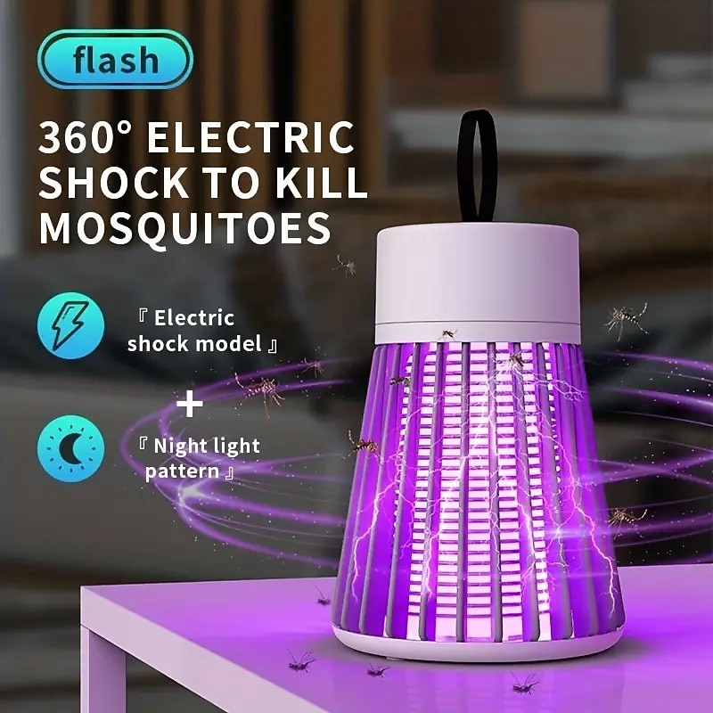 Bug Zapper Mosquito Trap Killer Lamp Electric LED UV Flying Insect Repellent Light Portable USB Rechargeable Trap Flying Insect Killer for Home Pest Control Insect Repellent