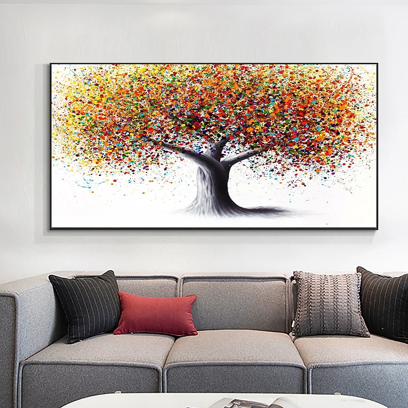 Abstract Colorful Tree Of Life Oil Painting Wall Art Canvas Handpainted Wall Art Pictures For Living Room Home Decor No Frame