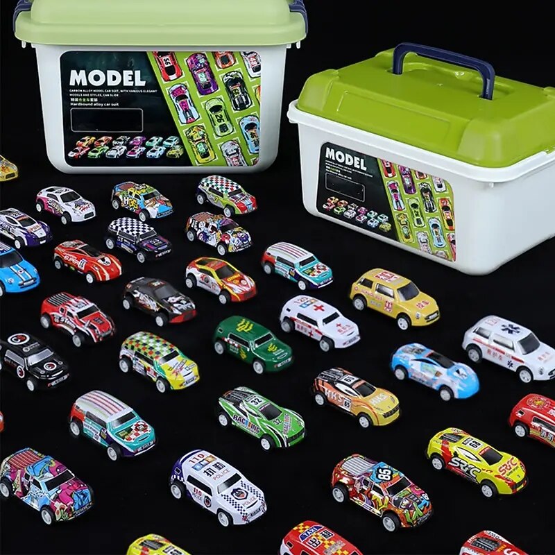 Storage Bucket Collection Edition 30 Alloy Racing Cars Iron Sheet Cars Rebound Cars Multiple Alloy Cars Classic Iron Shell Cars2