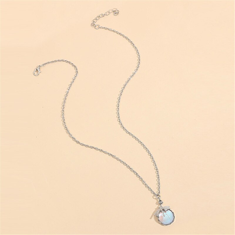 Women's Necklace 1pc Dragonfly Pendant Green Glass Cabochon Vintage Chain Bohemian Fashion Creative Outdoor Animal Necklaces4