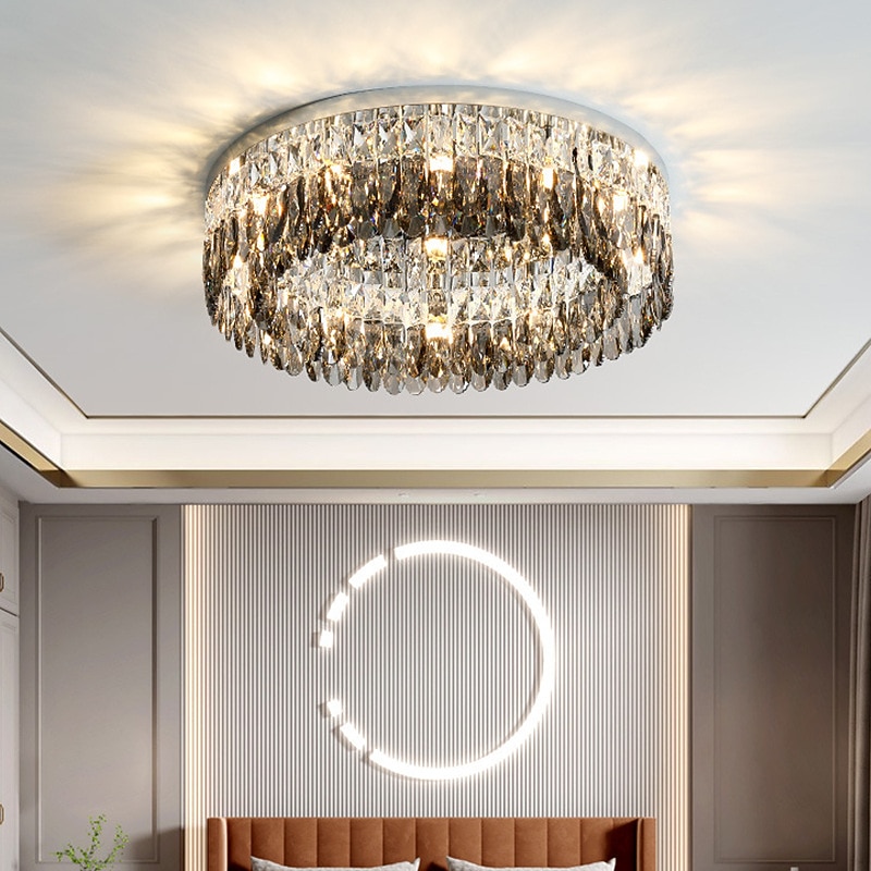 Chandelier 60/80cm LED Crystal Ceiling Light Circle Design Unique Design Flush Mount Lights Stainless Steel LED Nordic Style 110-240V4
