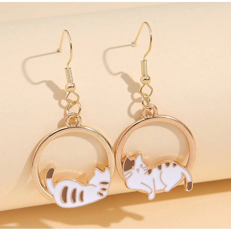 1 Pair Drop Earrings For Women's Street Gift Date Alloy Classic Cat Moon4