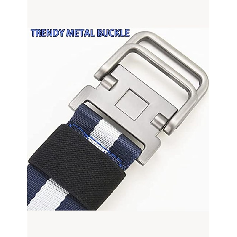 Men's Nylon Belt Easy Adjustable Double Ring Buckle Golf Belt Black Casual Unisex Web Canvas Belt Metal Tactical Buckle Fashion Plain Striped3