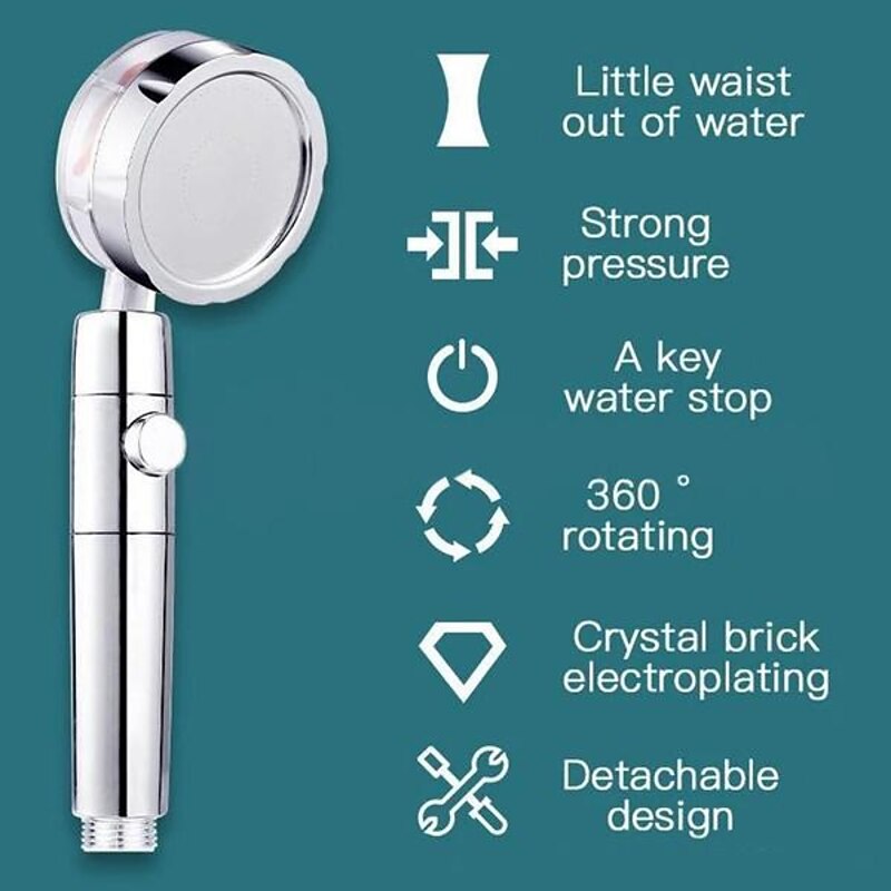 High Pressure Shower Head Water Saving Hand-held Spray Nozzle Turbocharged Shower Head With Small Fan Bathroom Supplies 9