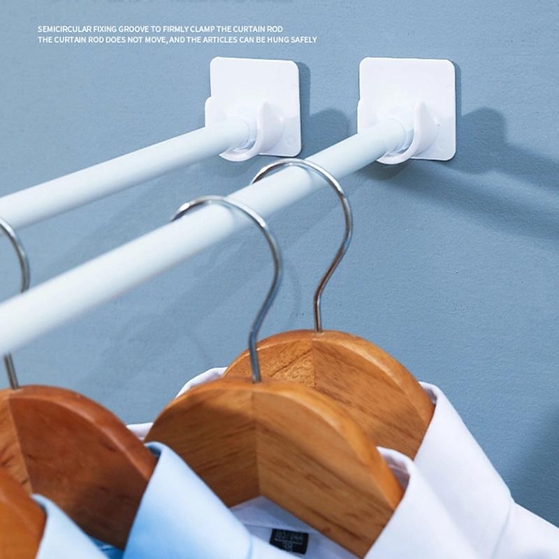 Rod Hanger Holder Anti-Shedding Curtain Door Curtain Shower Curtain Rod Anti-Slip Support Frame Paste Hook Shower Curtain Rod Frame2