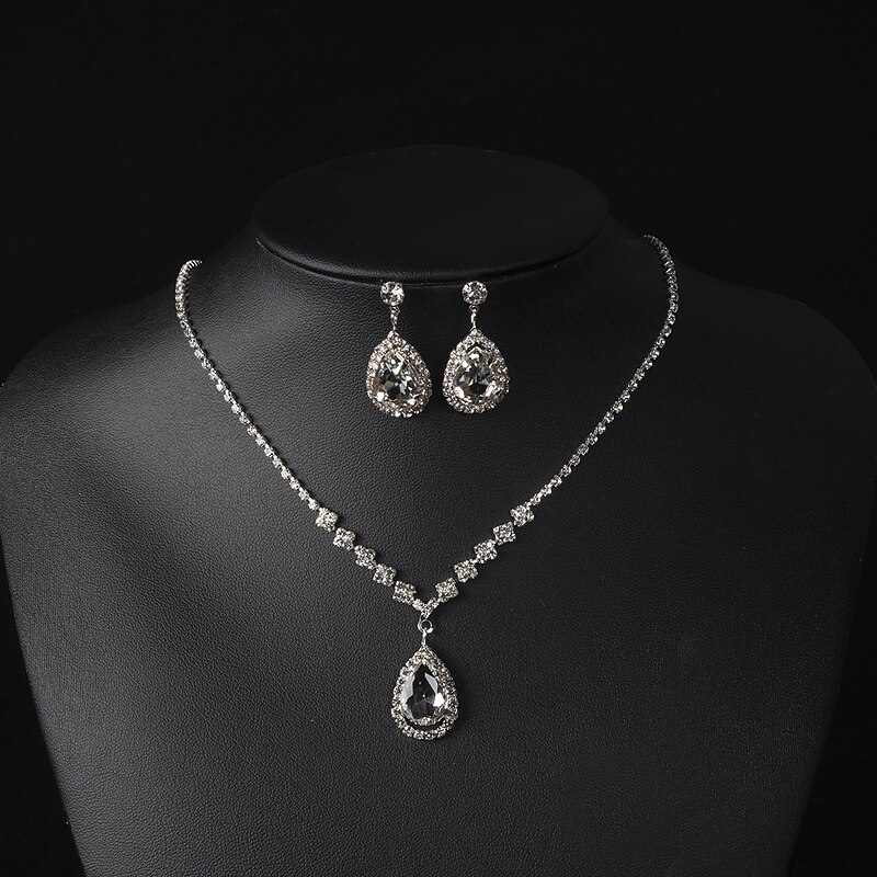 Bridal Jewelry Sets 1 set Alloy 1 Necklace Earrings Bracelets Women's Personalized Stylish Simple Briolette Precious Diamond Water Drop Jewelry Set For Wedding Anniversary Special Occasion2