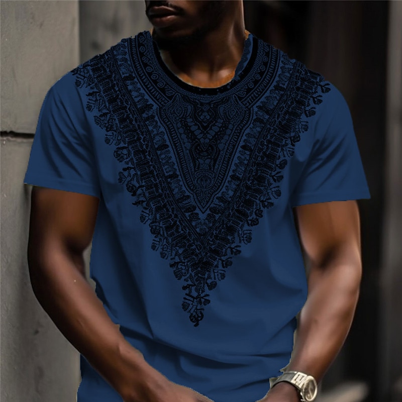 Men's Graphic Bohemian T Shirt Short Sleeve T shirt 3D Print Crew Neck Shirt Vintage Designer Ethnic Outdoor Daily Sports Black-White White Yellow Spring & Summer Clothing Apparel S M L XL 2XL 3XL3