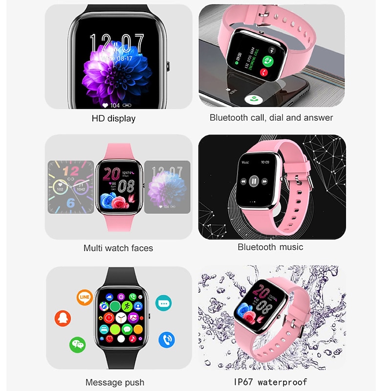 Y9PRO Smart Watch 1.85'' Smartwatch Fitness Running Watch Bluetooth Call Pedometer Reminder Blood Sugar Heart Rate Monitoring Music Playback Compatible with Android iOS Men Women2