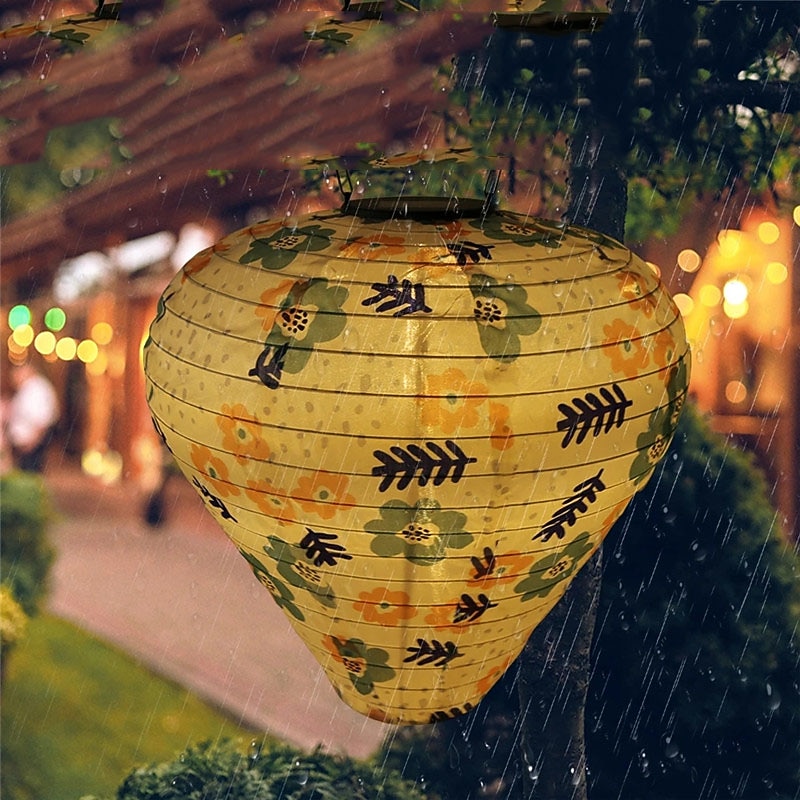 Outdoor Solar Decorative Lanterns Hanging With Hook Waterproof Built-In Battery Automatic Lighting Nylon Material For Yard Garden Lamp