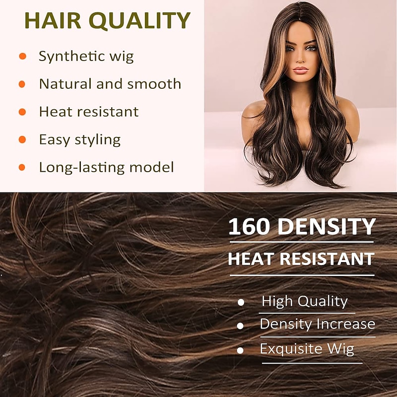 Barbiecore Movie Wigs Blonde Highlight Wigs for Women 26 Inch Long Curly Synthetic Wigs Middle Part Blonde Highlights Hair Wigs Loose Wavy Wigs Heat Resistant2