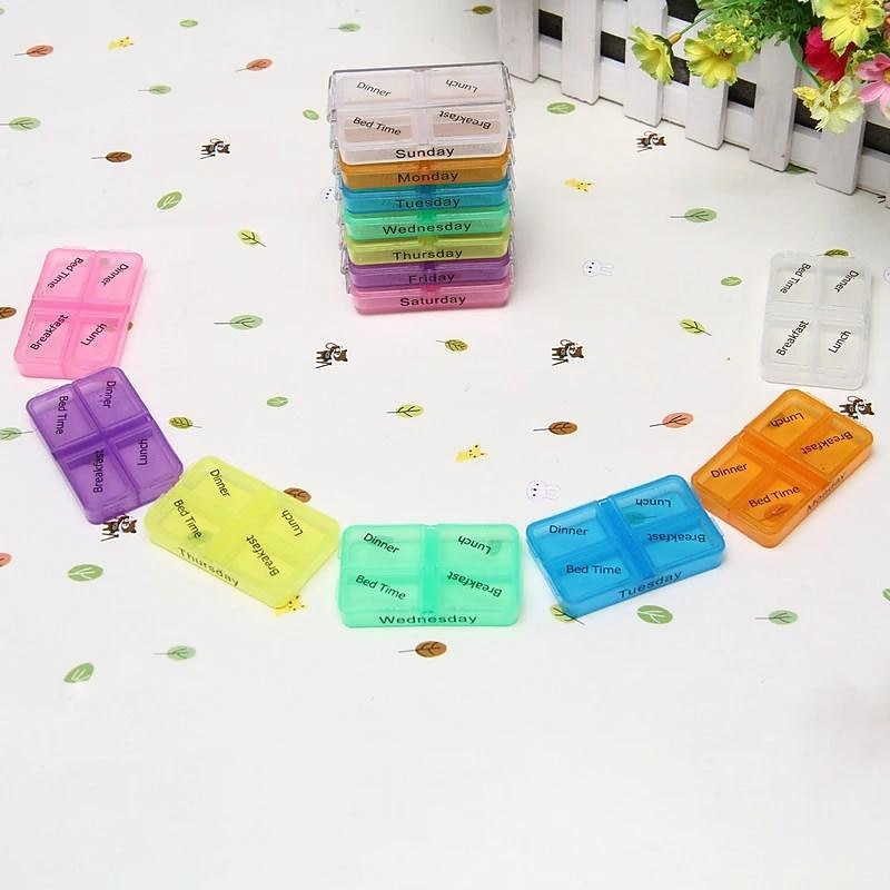 7pcs Plastic Medicine Box, 28 Case With Hook, Pill Box Drawer, One Drawer A Day2