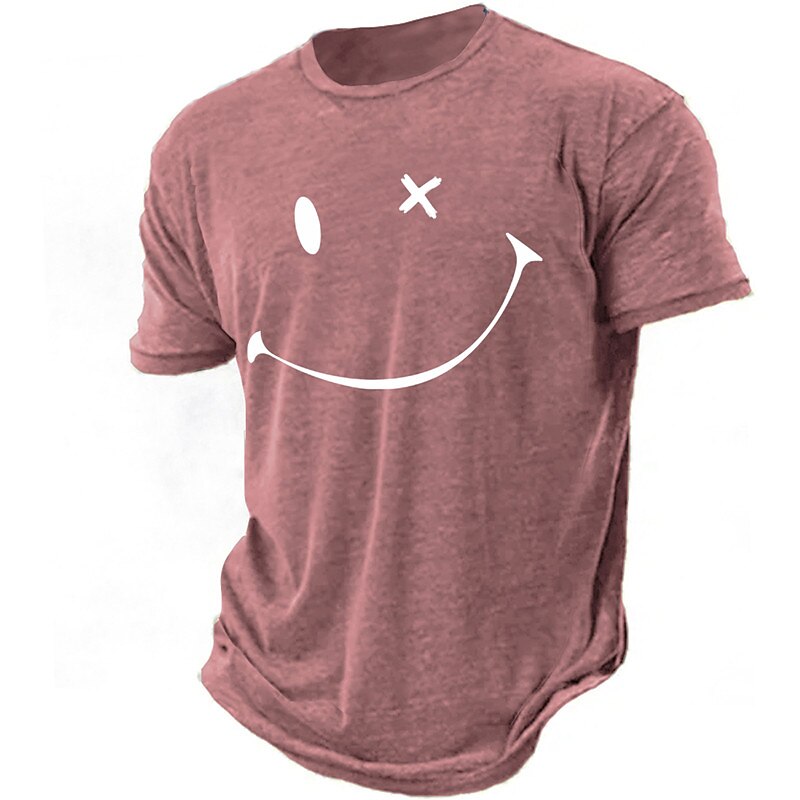 Men's Graphic Funny Smile Face T Shirt Short Sleeve T shirt 3D Print Crew Neck Shirt Vintage Fashion Designer Outdoor Daily Sports Pink Blue Army Green Spring & Summer Clothing Apparel S M L XL 2XL3