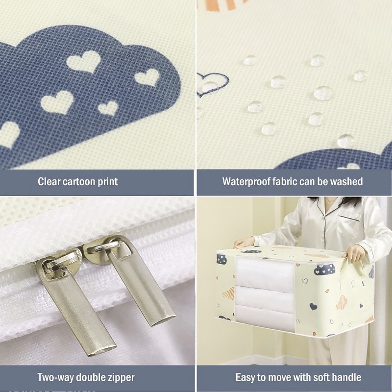 Large Capacity Clothes Storage Bag Organizer With Reinforced Handle, Suitable For Blankets, Bedding, Foldable With Sturdy Zipper, Clear Window3