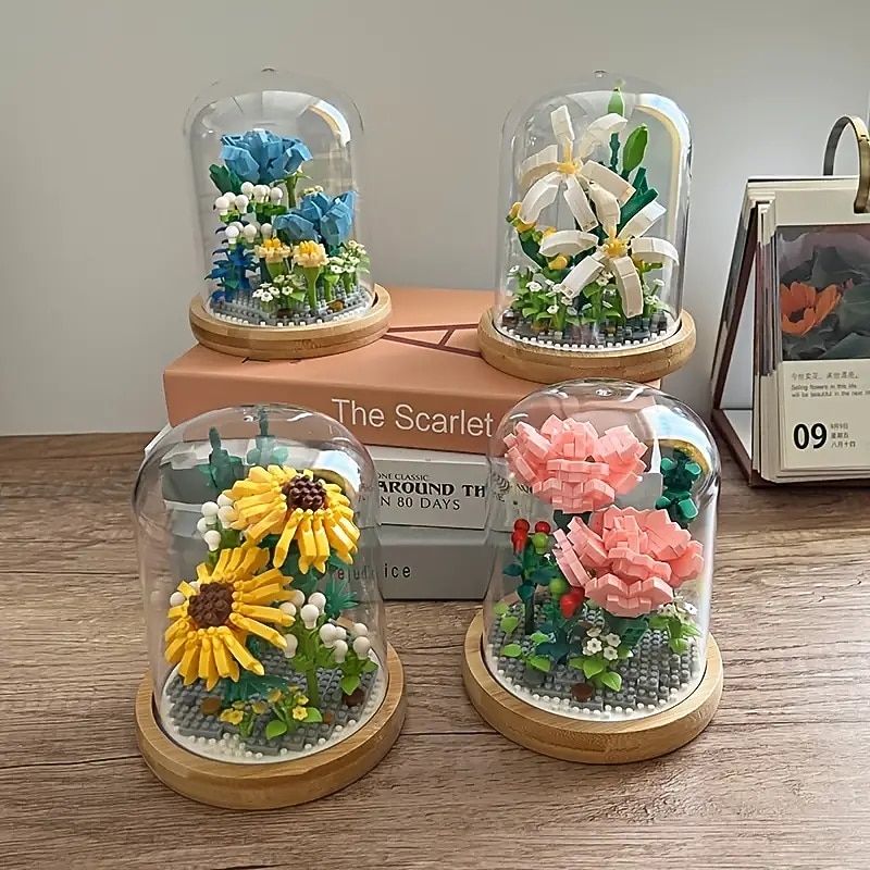 Women's Day Gifts Building Blocks,Create Beautiful Flower Bouquets with this 1pc Flower Building Kit - Perfect for Adults & Kids! Mother's Day Gifts for MoM