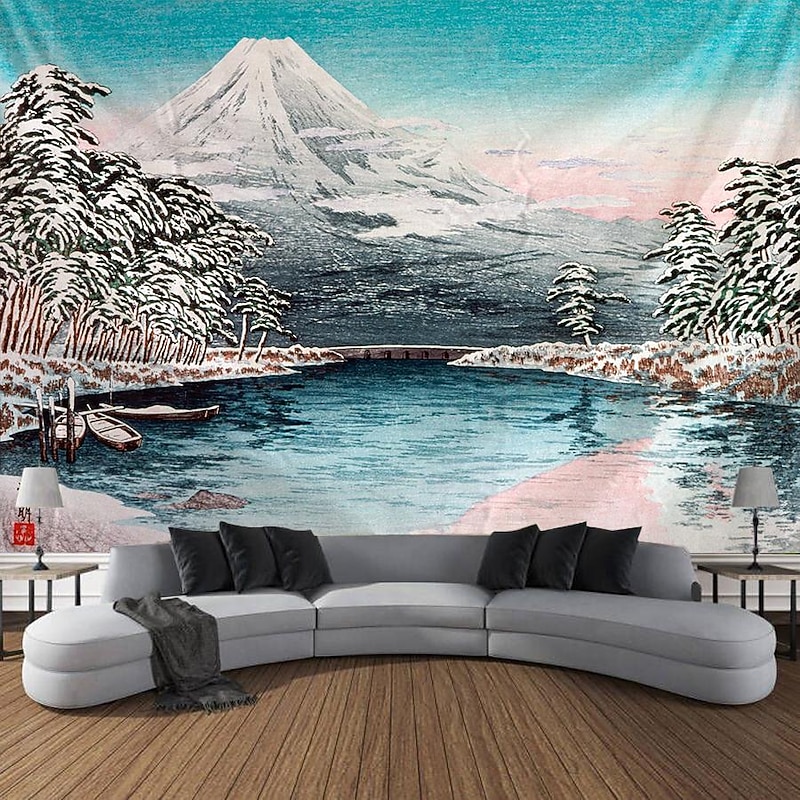 Ukiyo-e Japan Art Hanging Tapestry Architecture Wave Wall Art Large Tapestry Mural Decor Photograph Backdrop Blanket Curtain Home Bedroom Living Room Decoration 5