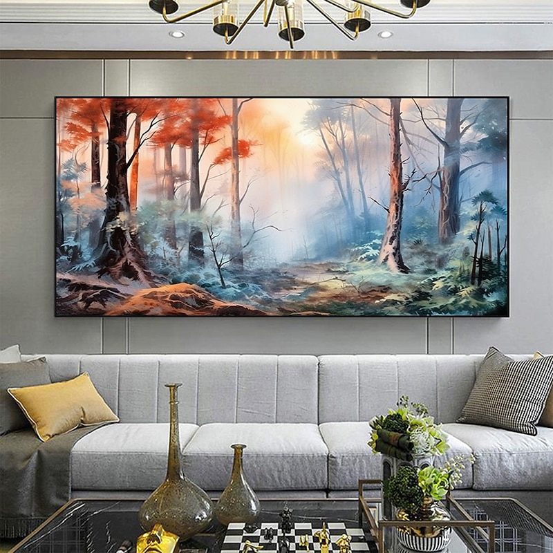Pure Hand Painted Abstract Forest Oil Painting Large Wall ArtOriginal Texture Tree Painting Minimalist Art Custom Painting Modern Living Room Decor on  Canvas Unframed