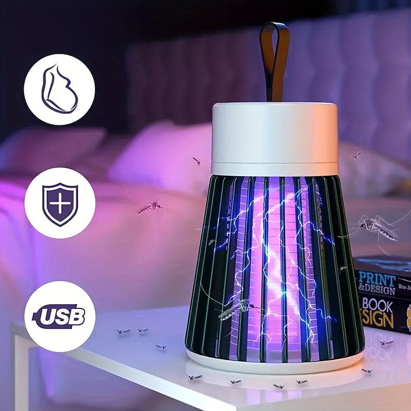 Bug Zapper Rechargeable Mosquito and Fly Killer Indoor Light with Hanging Loop Electric Killing Lamp Portable USB LED Trap for Home Bedroom Outdoor Camping2