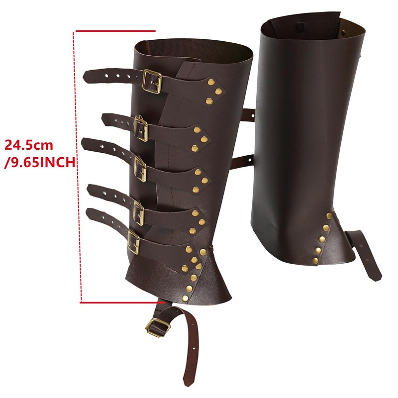 Retro Vintage Medieval Renaissance Armor Gaiters Boot Covers Warrior Knight Ritter Viking Fancy Dress Women's Unisex Viking Halloween Carnival Masquerade LARP Adults' Shoe Cover3