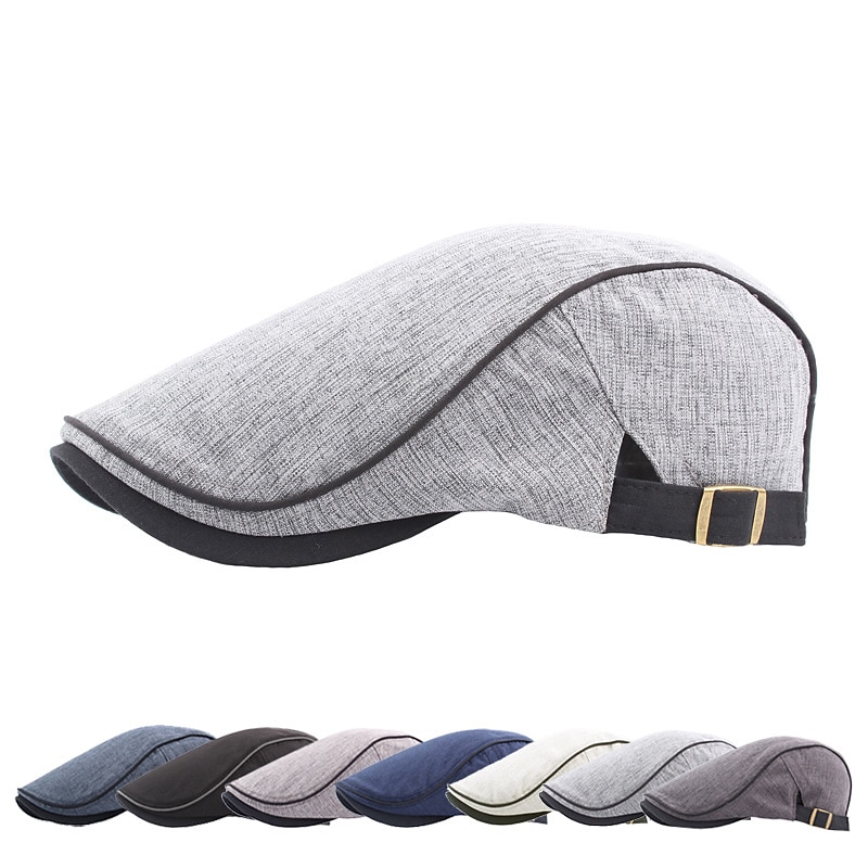 Unisex Flat Cap Newsboy Cap Black Blue Polyester Retro Travel Beach Outdoor Vacation Plain Adjustable