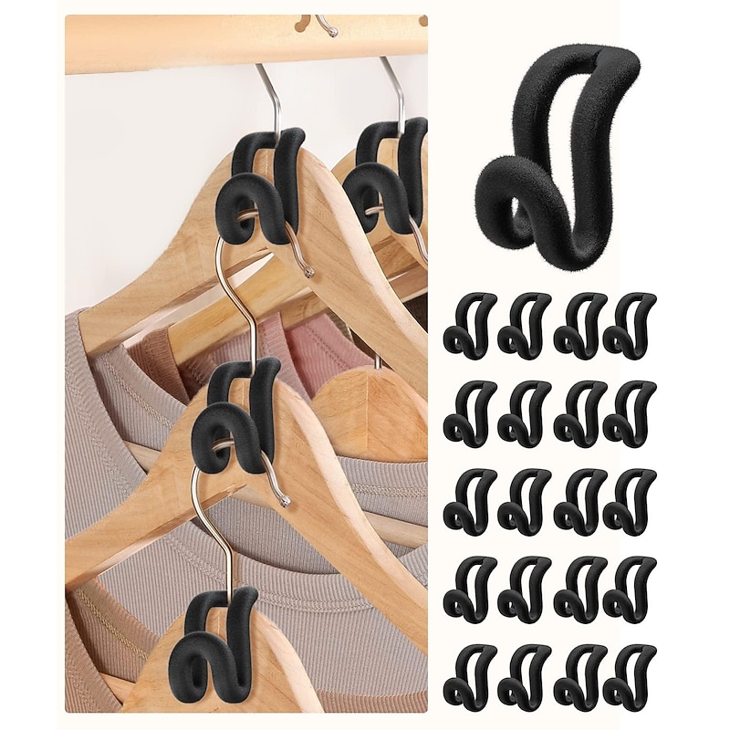 10pcs Clothes Hanger Connector Hook, Non-Slip Velvet Coating Hangers, Flocking Hanger Extender Hooks Space Saver Heavy Duty Clothes Hangers Hooks for Closet Organizer2